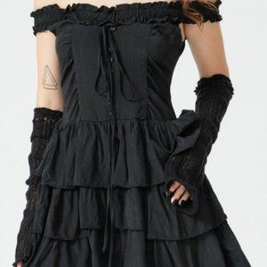 Solid Ruffle Layered Corset Dress